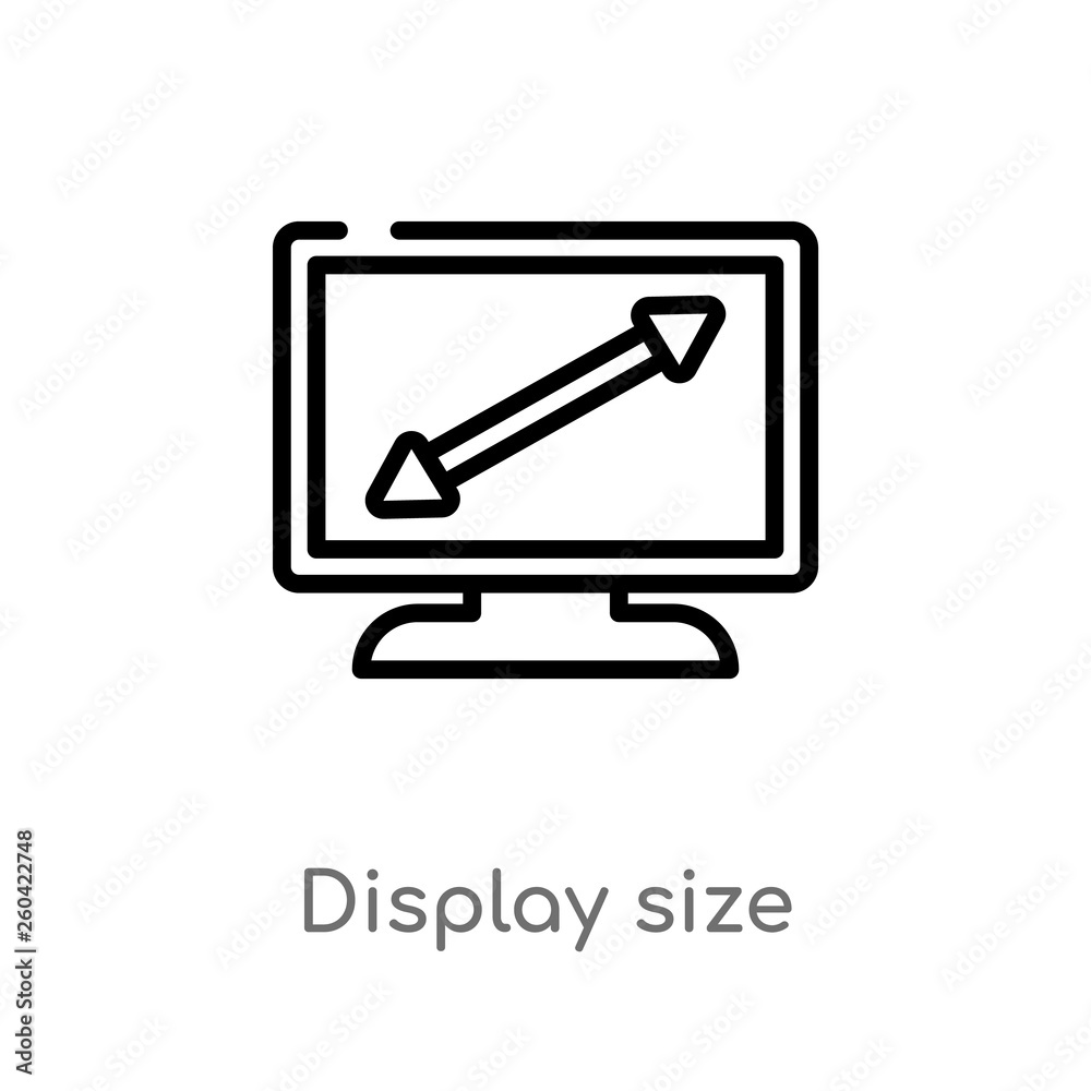 Poster outline display size vector icon. isolated black simple line element illustration from user interface concept. editable vector stroke display size icon on white background