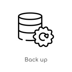outline back up vector icon. isolated black simple line element illustration from user interface concept. editable vector stroke back up icon on white background