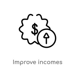 outline improve incomes vector icon. isolated black simple line element illustration from user interface concept. editable vector stroke improve incomes icon on white background