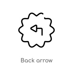 outline back arrow vector icon. isolated black simple line element illustration from user interface concept. editable vector stroke back arrow icon on white background