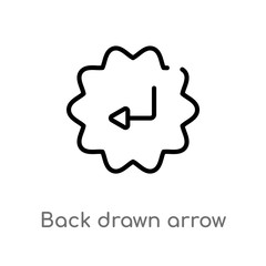 outline back drawn arrow vector icon. isolated black simple line element illustration from user interface concept. editable vector stroke back drawn arrow icon on white background