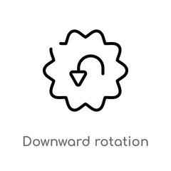 outline downward rotation vector icon. isolated black simple line element illustration from user interface concept. editable vector stroke downward rotation icon on white background