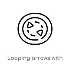 outline looping arrows with broken line vector icon. isolated black simple line element illustration from user interface concept. editable vector stroke looping arrows with broken line icon on white
