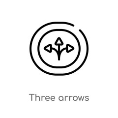 outline three arrows vector icon. isolated black simple line element illustration from user interface concept. editable vector stroke three arrows icon on white background