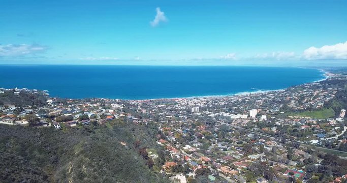 Beautiful Drone View of Mt. Soledad Cross in La Jolla, California. Smooth, 4K HD Aerial. Mount Soledad Veterans Memorial near Mission Bay, Mission Beach, North PB.
