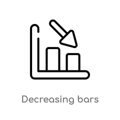 outline decreasing bars chart vector icon. isolated black simple line element illustration from user interface concept. editable vector stroke decreasing bars chart icon on white background