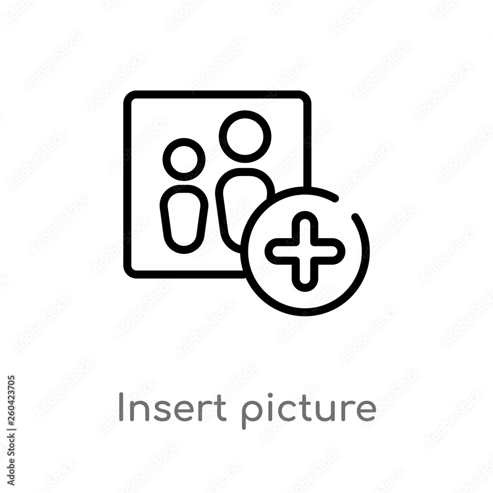 Poster outline insert picture vector icon. isolated black simple line element illustration from user interf