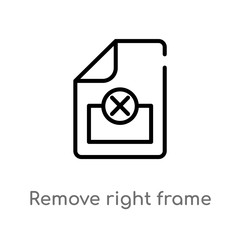 outline remove right frame vector icon. isolated black simple line element illustration from user interface concept. editable vector stroke remove right frame icon on white background