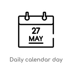 outline daily calendar day 14 vector icon. isolated black simple line element illustration from user interface concept. editable vector stroke daily calendar day 14 icon on white background