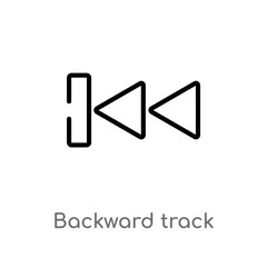 outline backward track vector icon. isolated black simple line element illustration from user interface concept. editable vector stroke backward track icon on white background