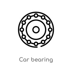 outline car bearing vector icon. isolated black simple line element illustration from car parts concept. editable vector stroke car bearing icon on white background
