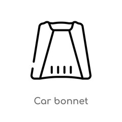 outline car bonnet vector icon. isolated black simple line element illustration from car parts concept. editable vector stroke car bonnet icon on white background