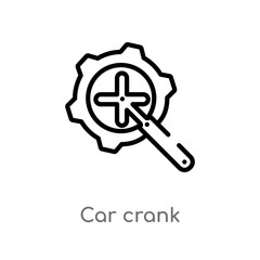 outline car crank vector icon. isolated black simple line element illustration from car parts concept. editable vector stroke car crank icon on white background