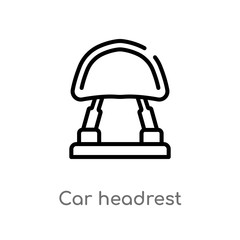 outline car headrest vector icon. isolated black simple line element illustration from car parts concept. editable vector stroke car headrest icon on white background