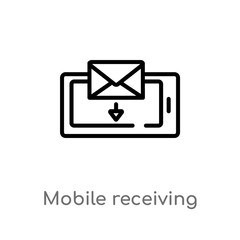 outline mobile receiving email vector icon. isolated black simple line element illustration from communication concept. editable vector stroke mobile receiving email icon on white background