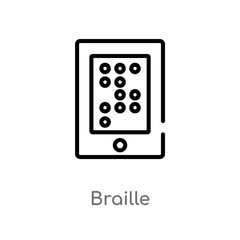 outline braille vector icon. isolated black simple line element illustration from communication concept. editable vector stroke braille icon on white background