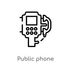 outline public phone vector icon. isolated black simple line element illustration from communication concept. editable vector stroke public phone icon on white background