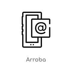 outline arroba vector icon. isolated black simple line element illustration from communication concept. editable vector stroke arroba icon on white background