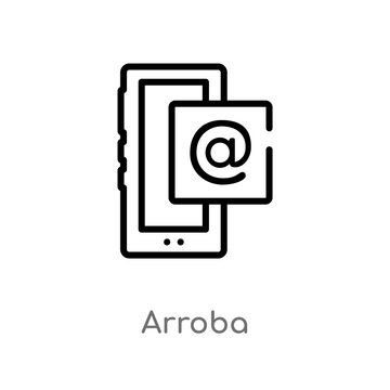 outline arroba vector icon. isolated black simple line element illustration from communication concept. editable vector stroke arroba icon on white background