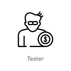 outline tester vector icon. isolated black simple line element illustration from crowdfunding concept. editable vector stroke tester icon on white background