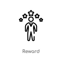 outline reward vector icon. isolated black simple line element illustration from crowdfunding concept. editable vector stroke reward icon on white background