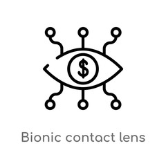 outline bionic contact lens vector icon. isolated black simple line element illustration from crowdfunding concept. editable vector stroke bionic contact lens icon on white background