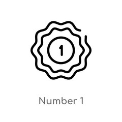 outline number 1 vector icon. isolated black simple line element illustration from customer service concept. editable vector stroke number 1 icon on white background