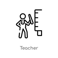 outline teacher vector icon. isolated black simple line element illustration from education 2 concept. editable vector stroke teacher icon on white background