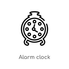 outline alarm clock vector icon. isolated black simple line element illustration from education 2 concept. editable vector stroke alarm clock icon on white background