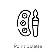 outline paint palette vector icon. isolated black simple line element illustration from education 2 concept. editable vector stroke paint palette icon on white background