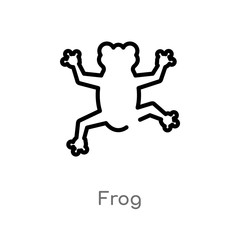 Fototapeta na wymiar outline frog vector icon. isolated black simple line element illustration from education 2 concept. editable vector stroke frog icon on white background