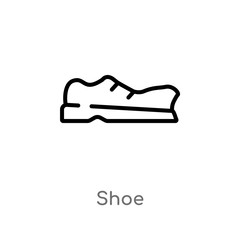 outline shoe vector icon. isolated black simple line element illustration from education 2 concept. editable vector stroke shoe icon on white background