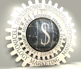 Dollar sign. Molecule And Communication Background. Brochure or report design template. Connected lines with dots. 3D rendering