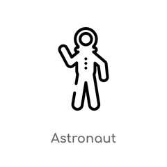 outline astronaut vector icon. isolated black simple line element illustration from literature concept. editable vector stroke astronaut icon on white background