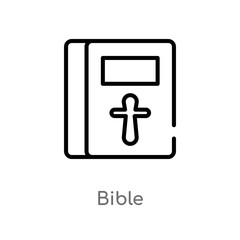 outline bible vector icon. isolated black simple line element illustration from literature concept. editable vector stroke bible icon on white background
