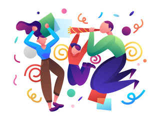 Party Website vector flat illustration