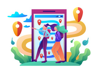 GPS, navigation Website vector flat illustration