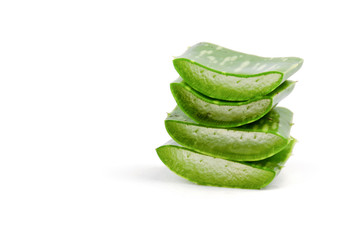 Slice Aloe Vera Isolated on white background, Collection of herbs.