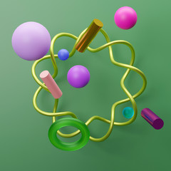 Minimalist scene with geometric shapes. 3d illustration render