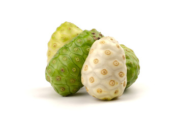 Morinda citrifolia or Noni Isolated on white background,