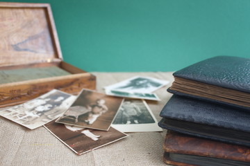 Vintage photos and memories on the table
