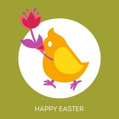 Christian holiday symbols Happy Easter eggs and chicken vector bird