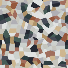 Vector terrazzo seamless pattern. Endless abstract texture of classic italian type of floor. Trendy flooring background with chaotic colored stones. Colorful mosaic tile with polished pebble