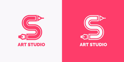 Conceptual label and emblem art studio. Vector graphics.
