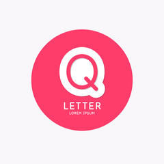 Modern linear logo and sign the letter Q.