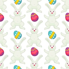 Bunny and tulip spring holiday seamless pattern vector