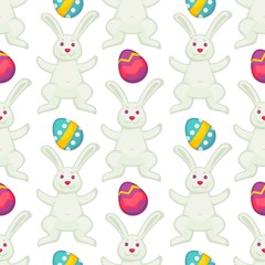 Bunny and tulip spring holiday seamless pattern vector