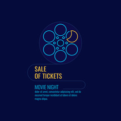 Poster Sale of tickets. Movie night banner.