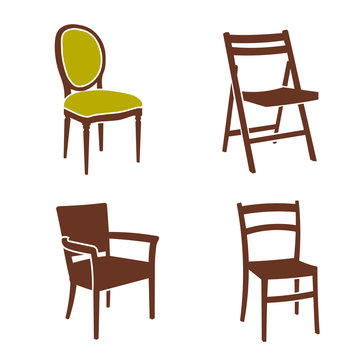 Creative simple chair furniture logo design concept
