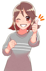 少女　サムズアップ